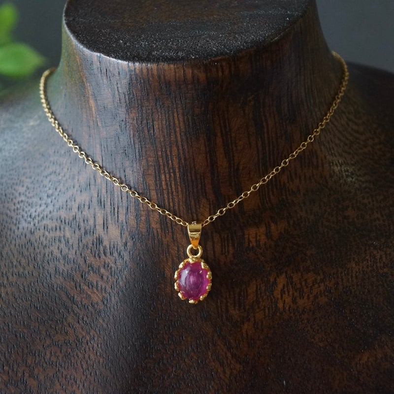 Handmade】スタールビー クラウンモチーフ ペンダントトップ 18k