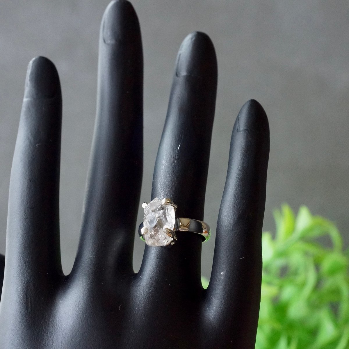 ハーキマーダイヤモンド（水晶） ラフカットリング シルバー925 約8.5