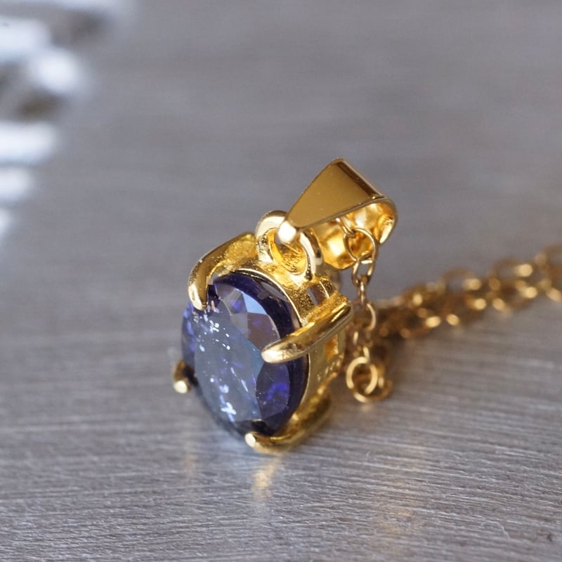 Handmade】アイオライトサンストーン ペンダントトップ 18kゴールド