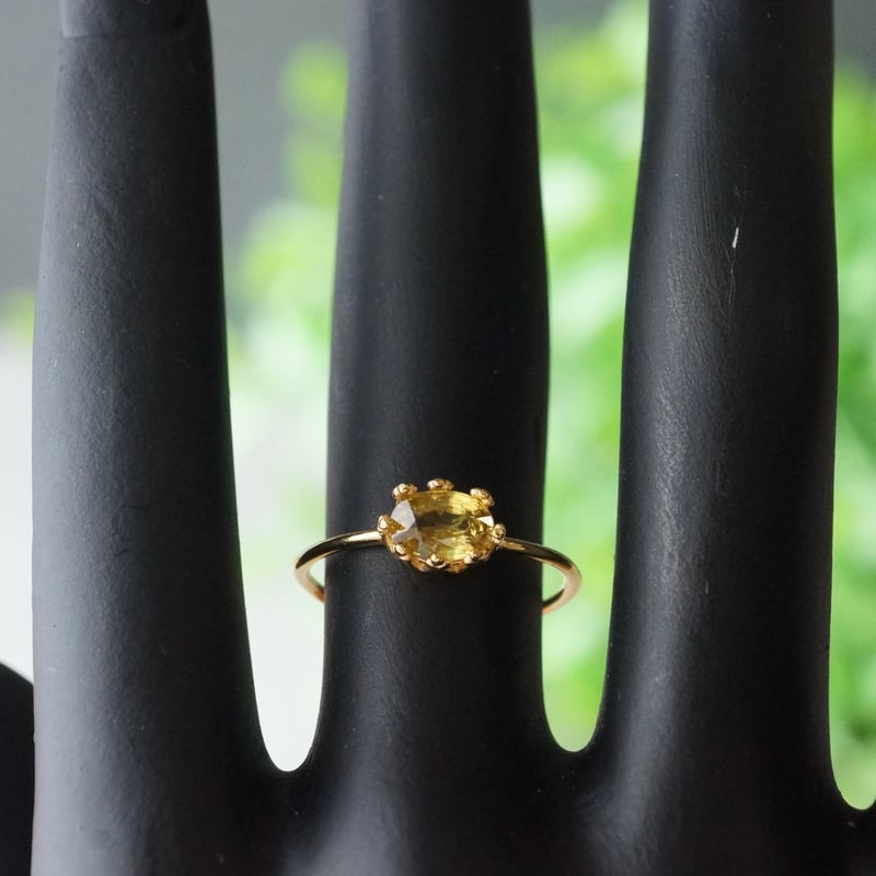 Handmade】ダークグリーン スフェーン クラウンモチーフ 7号