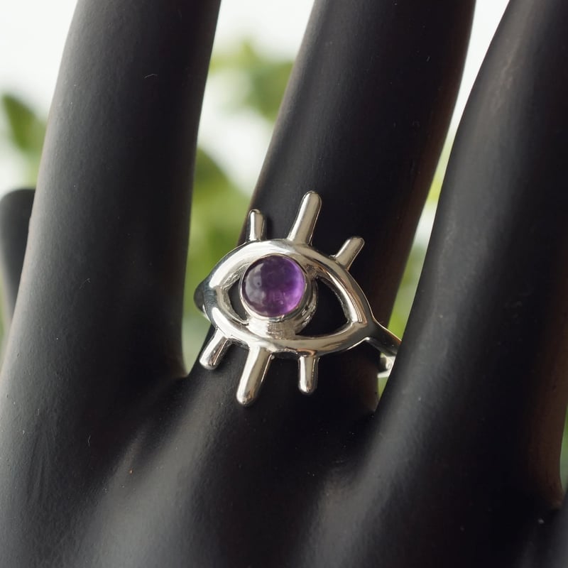 パープル アメジスト カボションカット イーヴィルアイ(evil eye