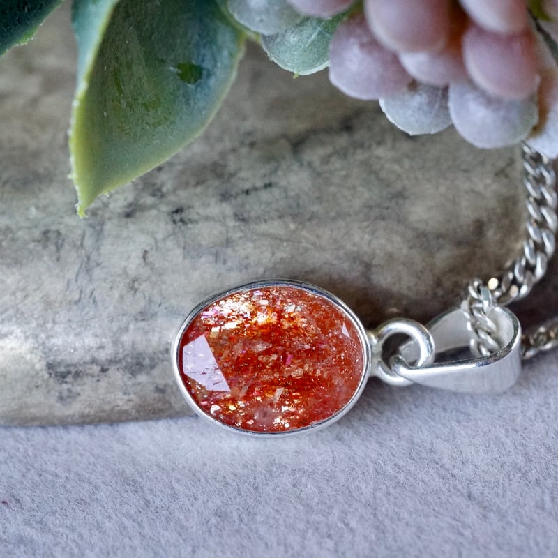 オレンジ サンストーン ペンダントトップ シルバー925 （sv-911