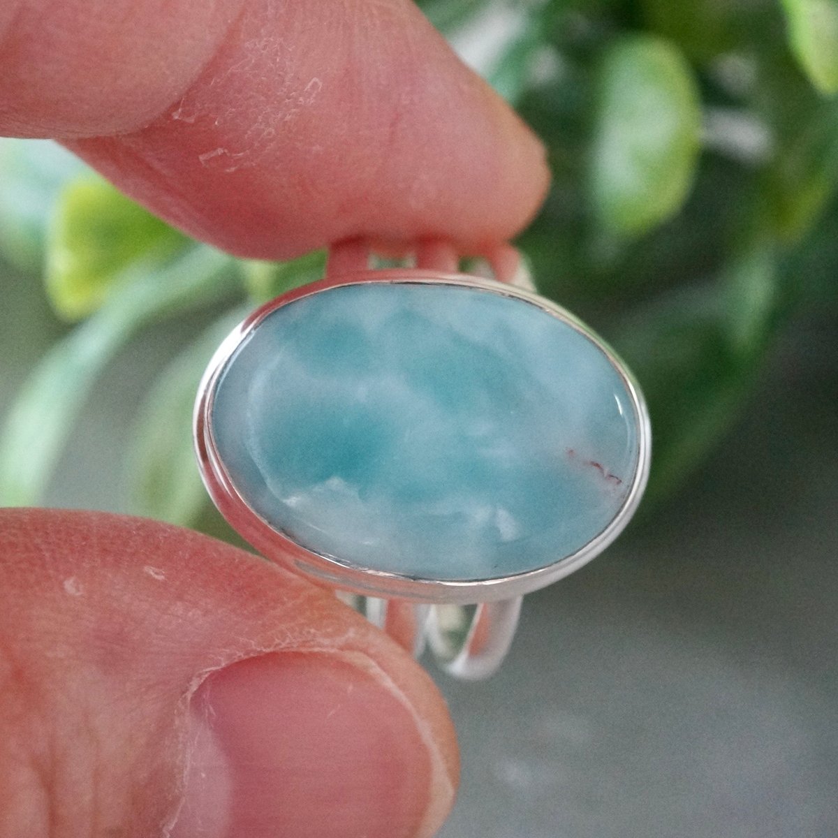 モー 最高品質！ラリマー リング オーバル型 模様あり フリーサイズ ラリマー オーバル リング ☆ 【 Ryu コレクション】 ☆ 送料無料！