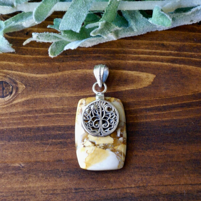 ブレシエイテッドムーアカイト ペンダントトップ ツリー・オブ・ライフ