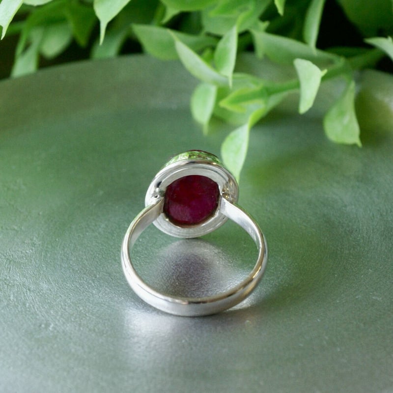 訳あり レッド ルビー オーバルシェイプ リング シルバー925 13