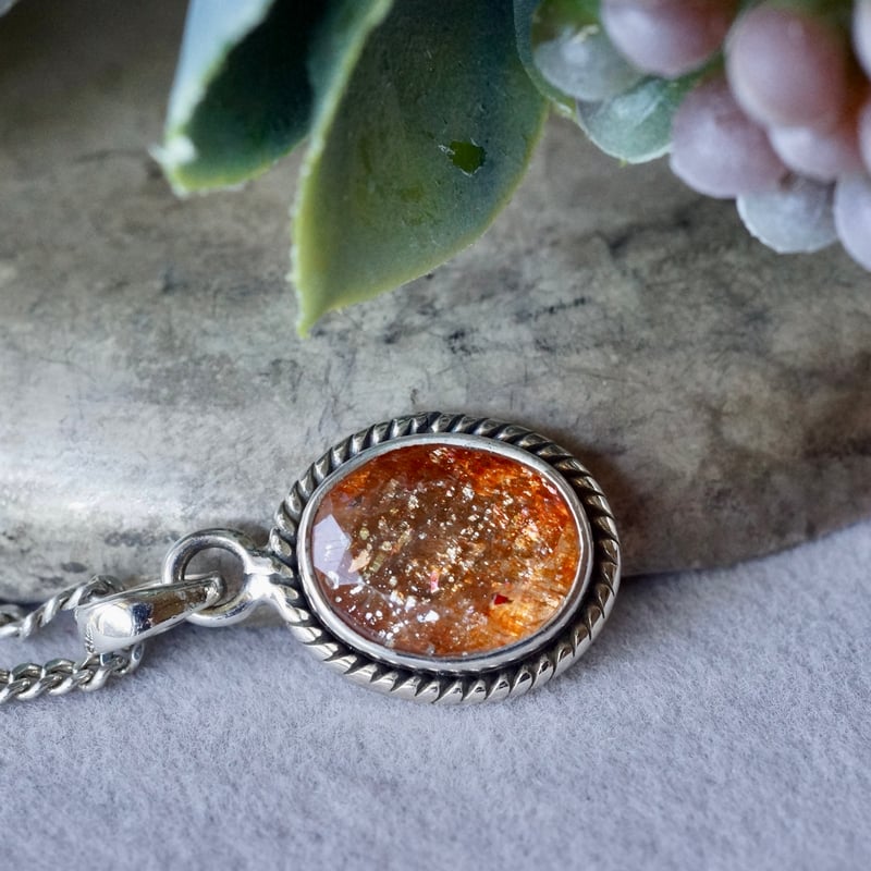 オレンジ サンストーン ペンダントトップ シルバー925 （sv-908