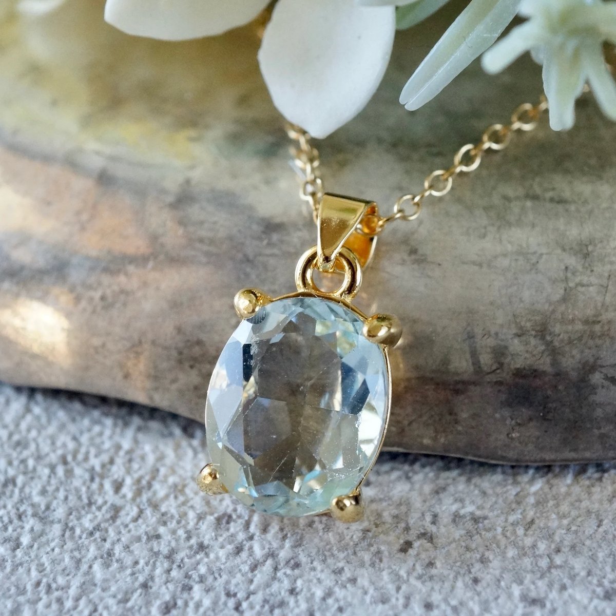Handmade】アクアマリン ペンダントトップ 18kゴールドプレーテド