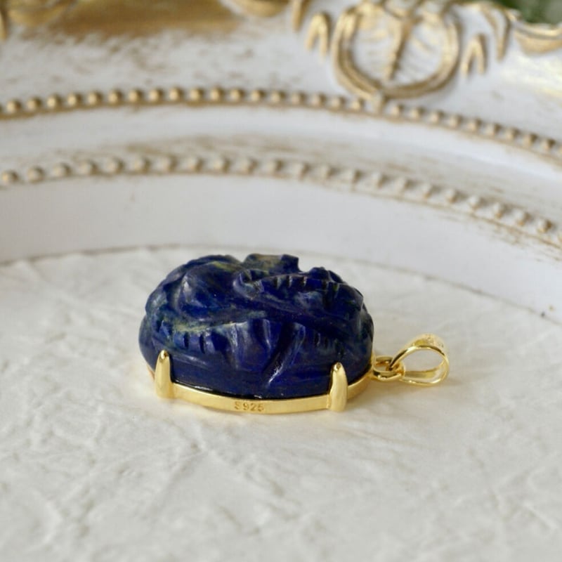 Handmade】ラピスラズリ ガネーシャ ペンダントトップ 18k Handmade】ラピスラズリ ガネーシャ ペンダントトップ 18k