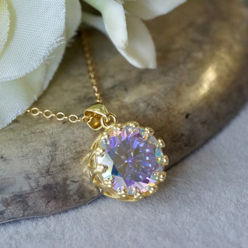 Handmade】キュービックジルコニアAB（オーロラ）クラウンモチーフ