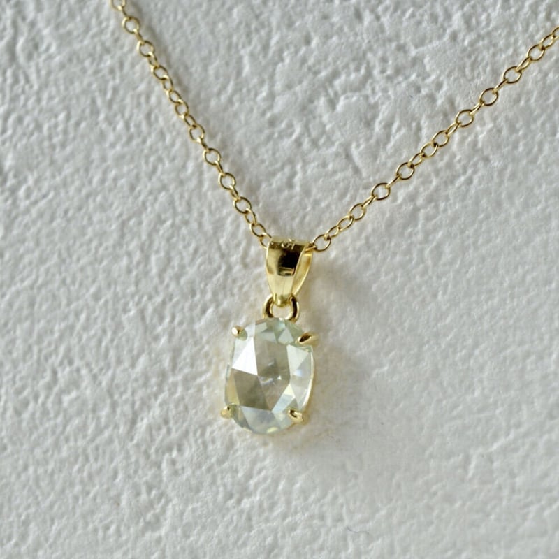 Handmade】合成モアッサナイト ローズカット ペンダントトップ 18k 