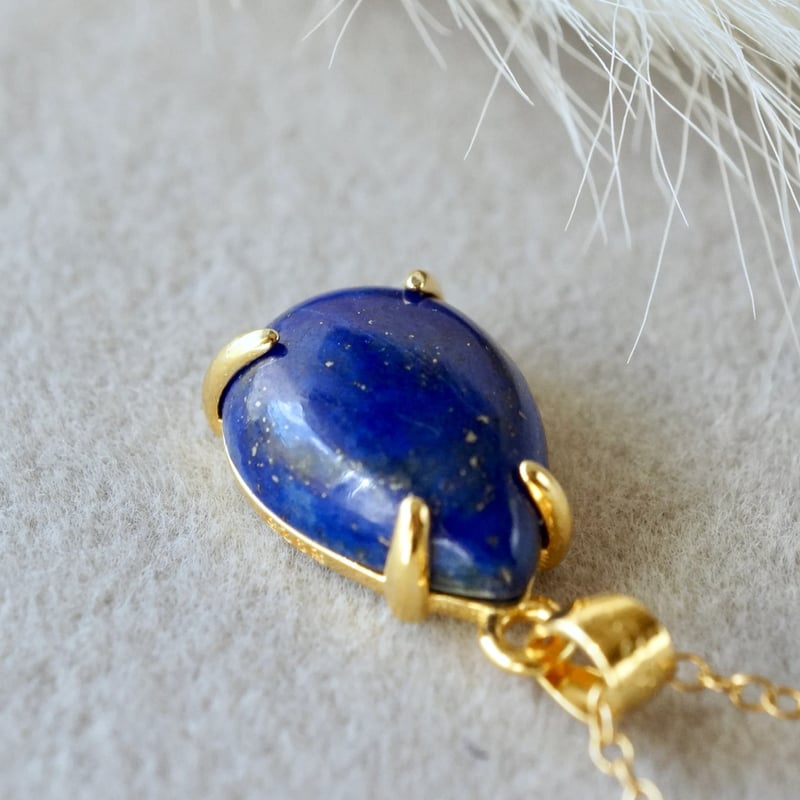 Handmade】ラピスラズリ ペアーシェイプ ペンダントトップ 18kゴールド