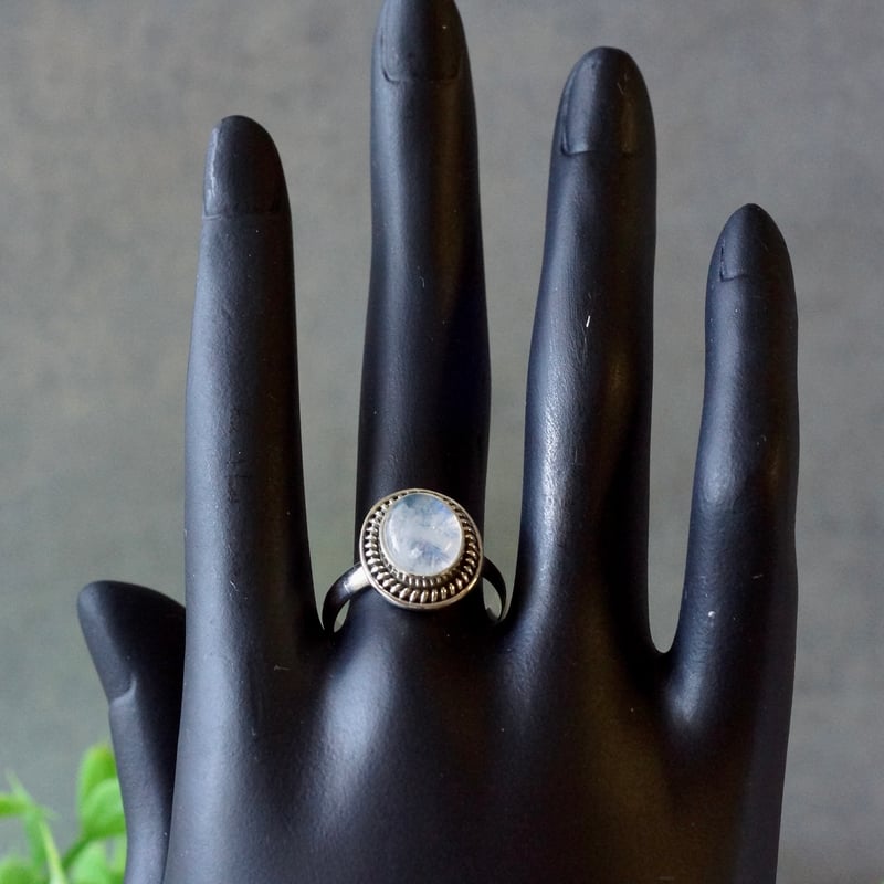 レインボームーンストーン カボションカット リング シルバー925 15号