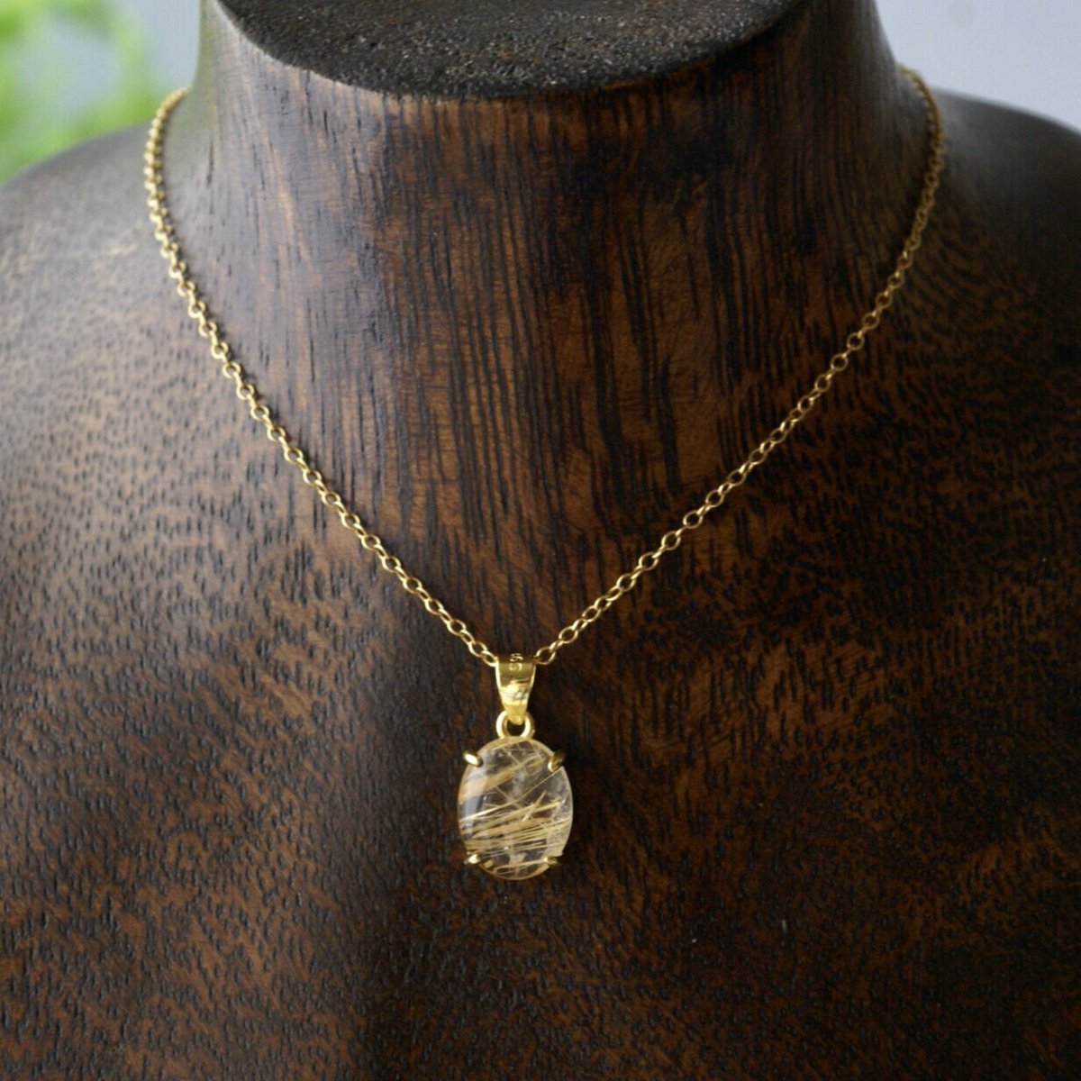 天然】銅色ゴールドルチル クオーツペンダントトップ2.7gk18