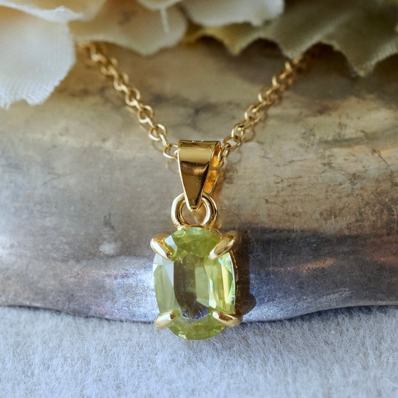 Handmade】イエローグリーン スフェーン ペンダントトップ 18kゴールド