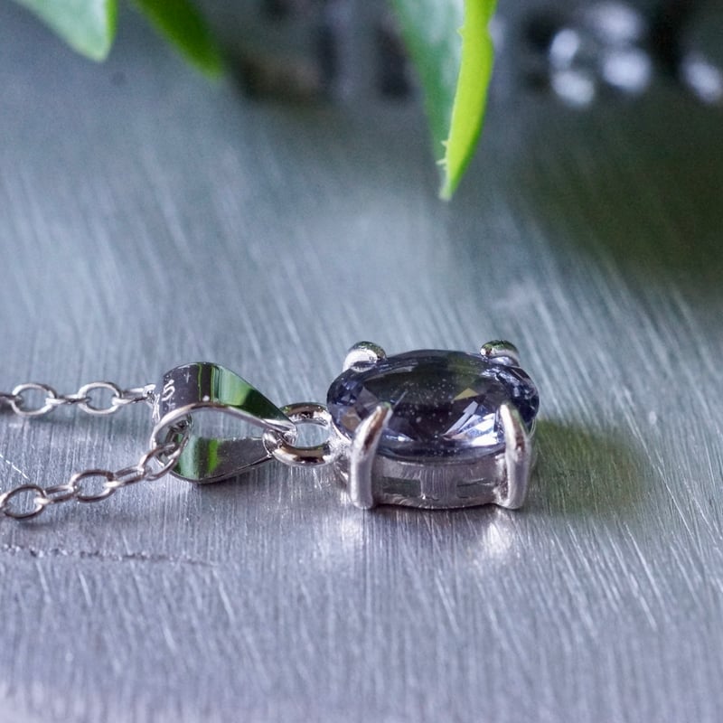 Handmade】パープルグレー スピネル ペンダントトップ ロジウム