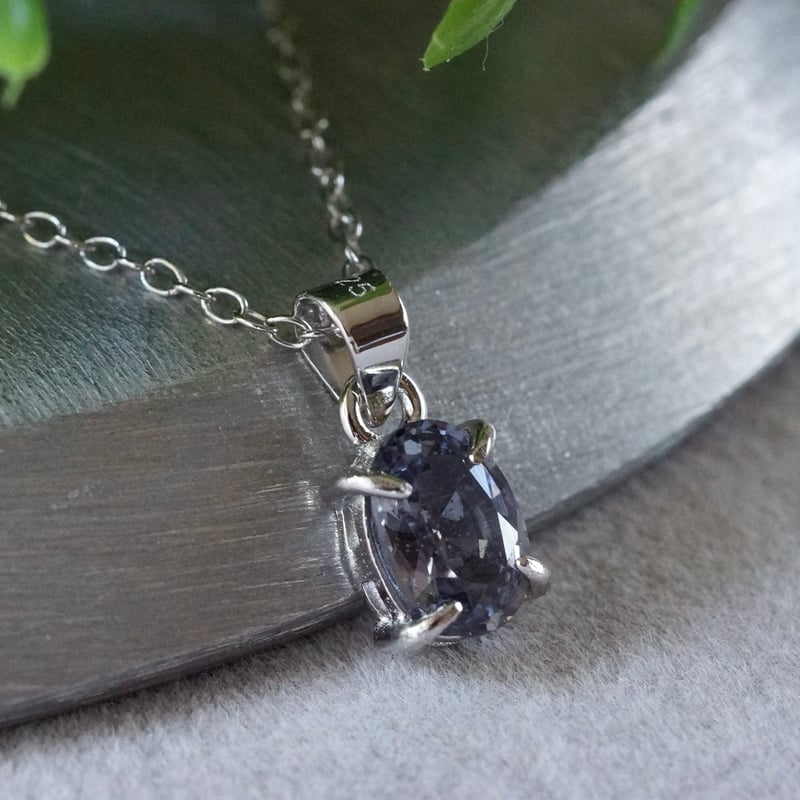 Handmade】パープルグレー スピネル ペンダントトップ ロジウム