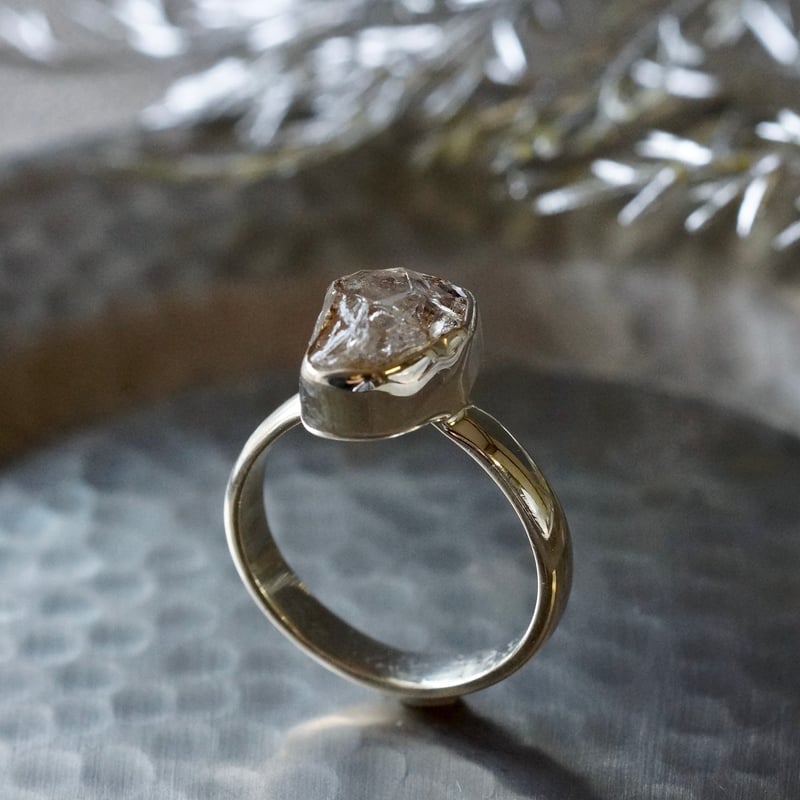 オイルイン ハーキマーダイヤモンド（水晶） ラフカットリング