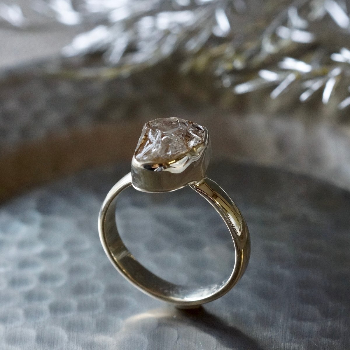 ハーキマーダイヤモンドリング水晶指輪キラキラシルバー925新品