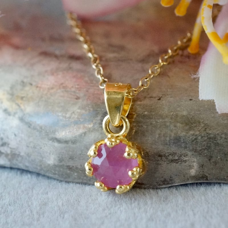 Handmade】ピンクサファイア ローズカット クラウンモチーフ