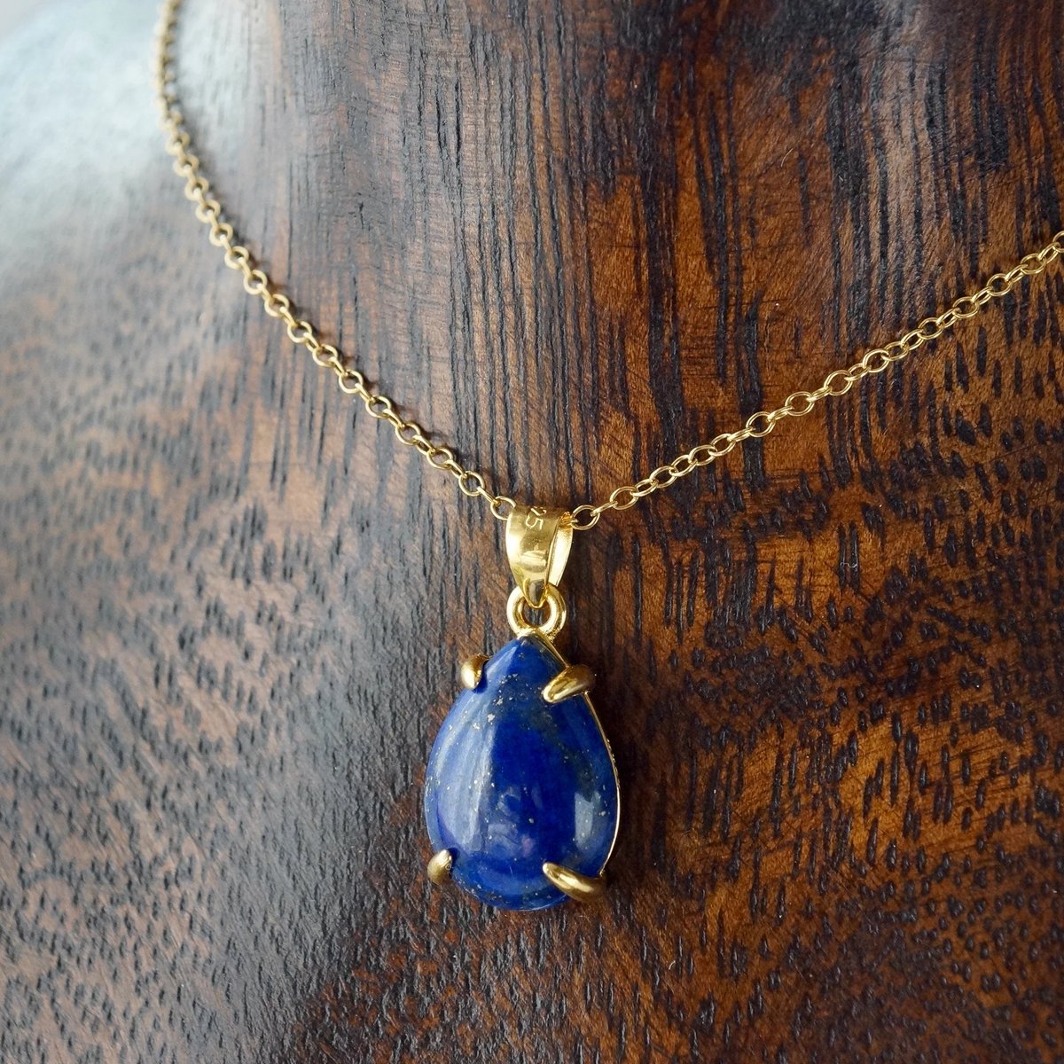 Handmade】ラピスラズリ ペアーシェイプ ペンダントトップ 18kゴールド