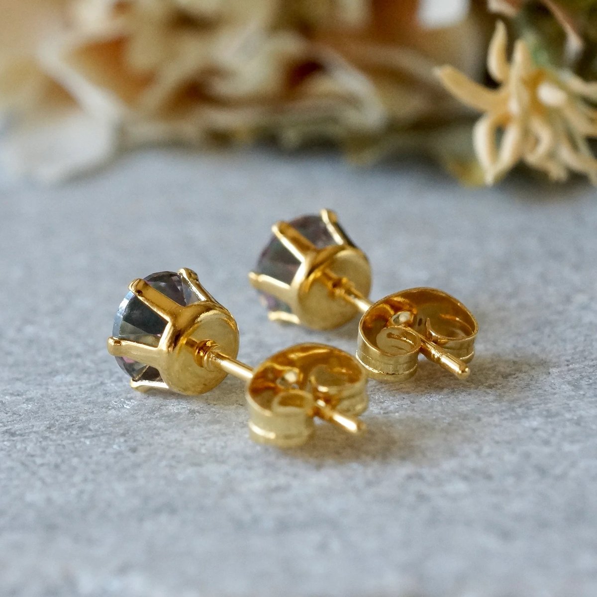 Handmade】ミスティッククォーツ スタッドピアス サージカル