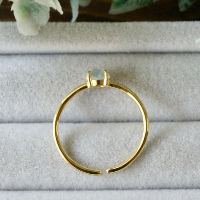 18Kt オパール リング サイズ7 Handmade】ハイアライトオパール クラウンモチーフ 7号