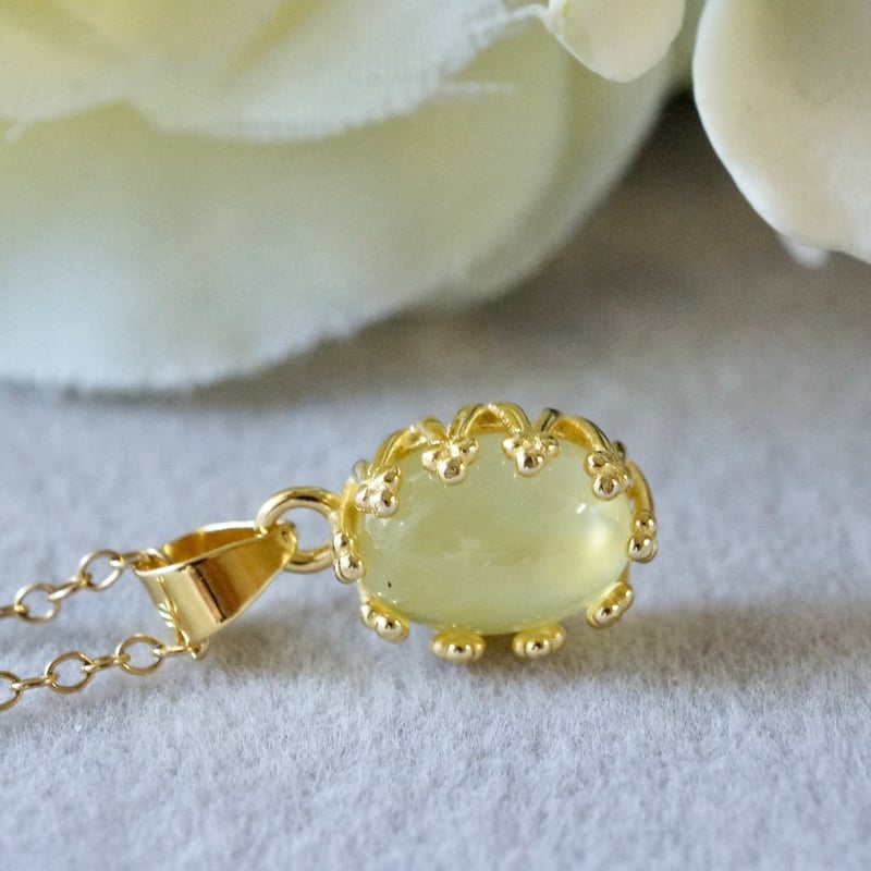 Handmade】イエロープレナイト クラウンモチーフ ペンダントトップ 18k