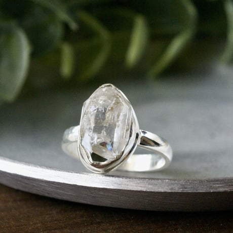 ハーキマーダイヤモンド（水晶） ラフカットリング　シルバー925　約14号 （sv-658-2）レビューありがとうございます