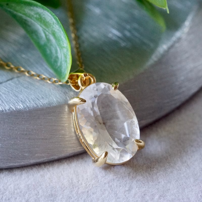 Handmade】クリスタルクォーツ（水晶） ペンダントトップ 18kゴールド