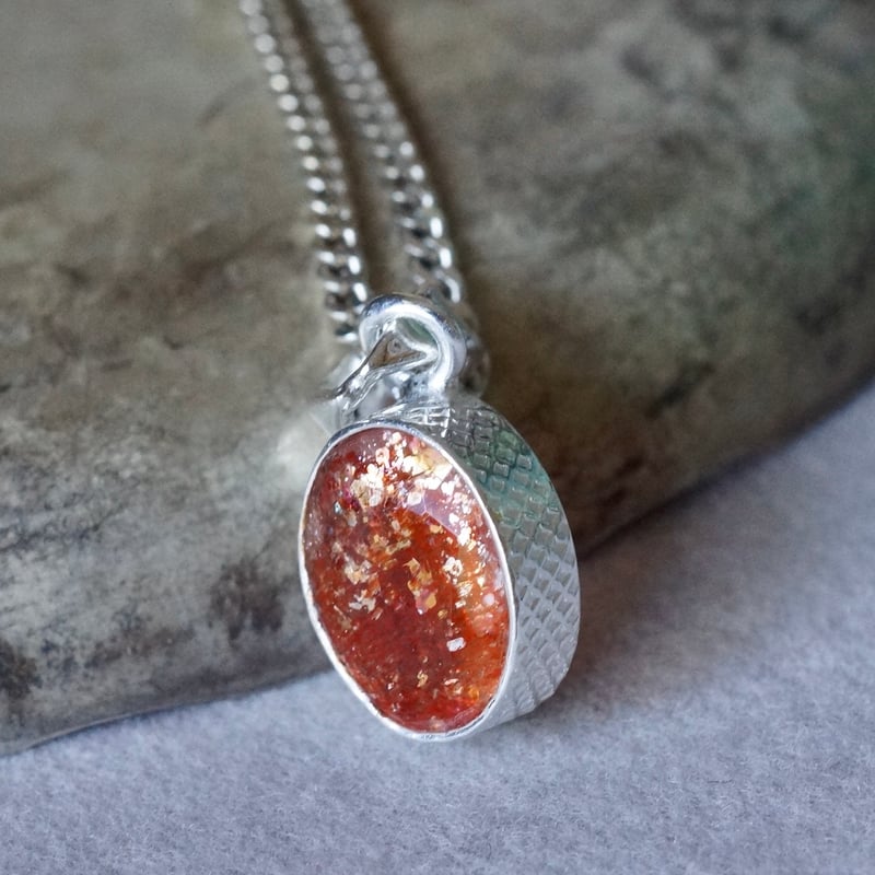 オレンジ サンストーン ペンダントトップ シルバー925 （sv-912