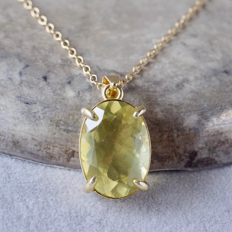 Handmade】濃いめ発色 レモンクォーツ ペンダントトップ 18kゴールド