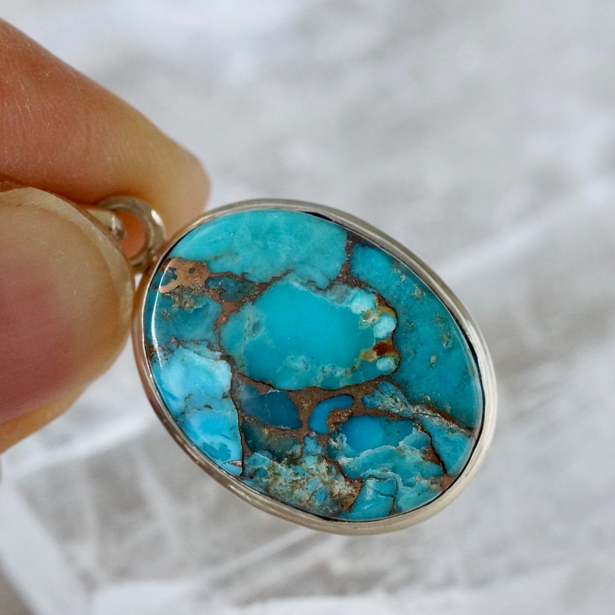 コッパーターコイズ オーバルシェイプ ペンダントトップ シルバー925