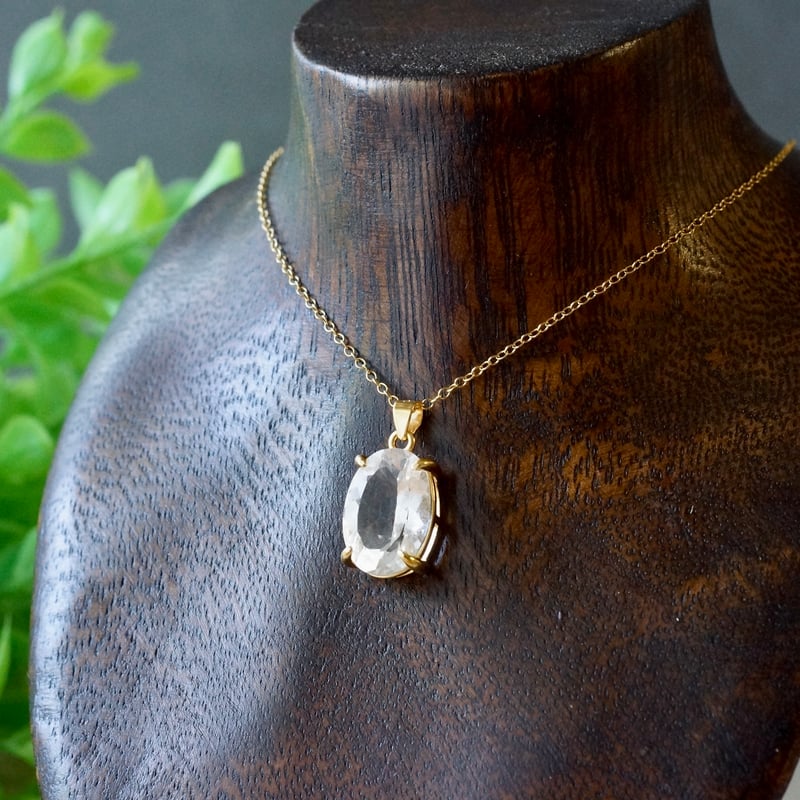 Handmade】クリスタルクォーツ（水晶） ペンダントトップ 18kゴールド