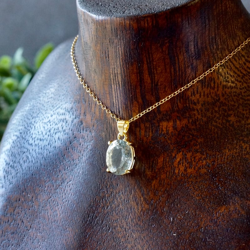 Handmade】モスアクアマリン ペンダントトップ 18kゴールドプレーテド