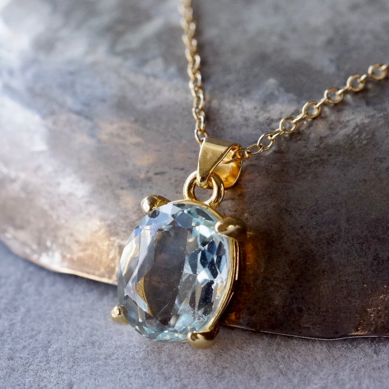 Handmade】アクアマリン ペンダントトップ 18kゴールドプレーテド
