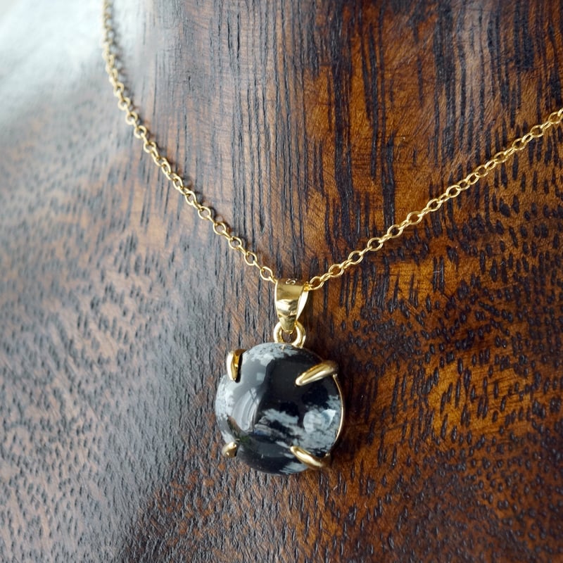 Handmade】スノーフレークオブシディアン ペンダントトップ 18k Handmade】スノーフレークオブシディアン ペンダントトップ 18k
