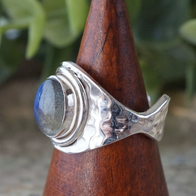 シラー 透明度 抜群 ラブラドライト リング フリーサイズ 受注制作】△ブルーシラー ラブラドライト 7号〜フリーサイズリング