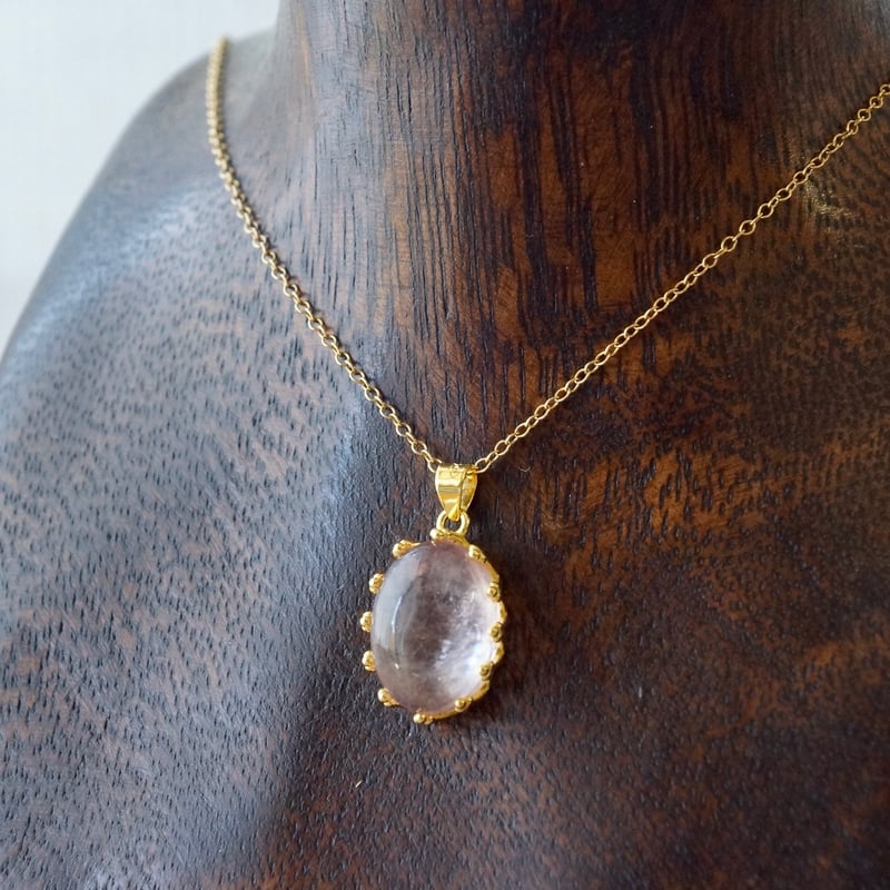 Handmade】ピンクマイカ クラウンモチーフ ペンダントトップ 18k