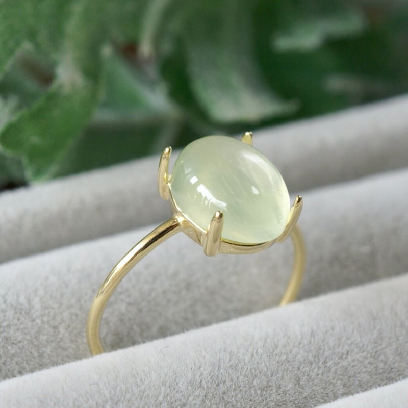 受注製作】△グリーン プレナイト リング 7号〜フリーサイズ/9号/11号