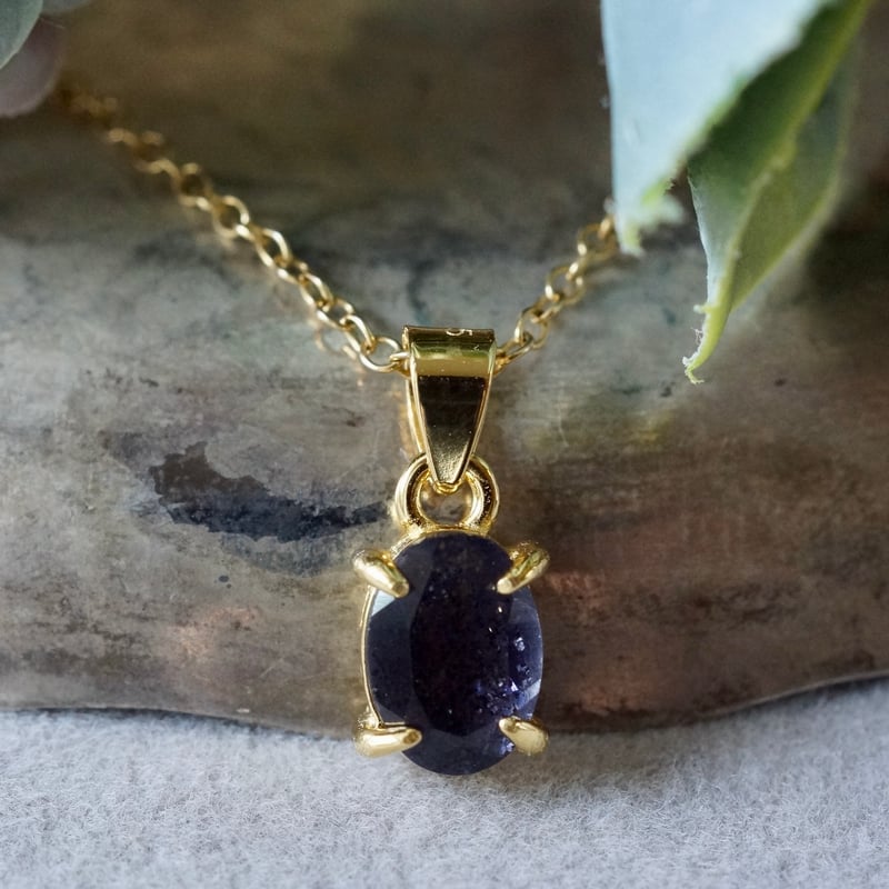 Handmade】アイオライトサンストーン ペンダントトップ 18kゴールド