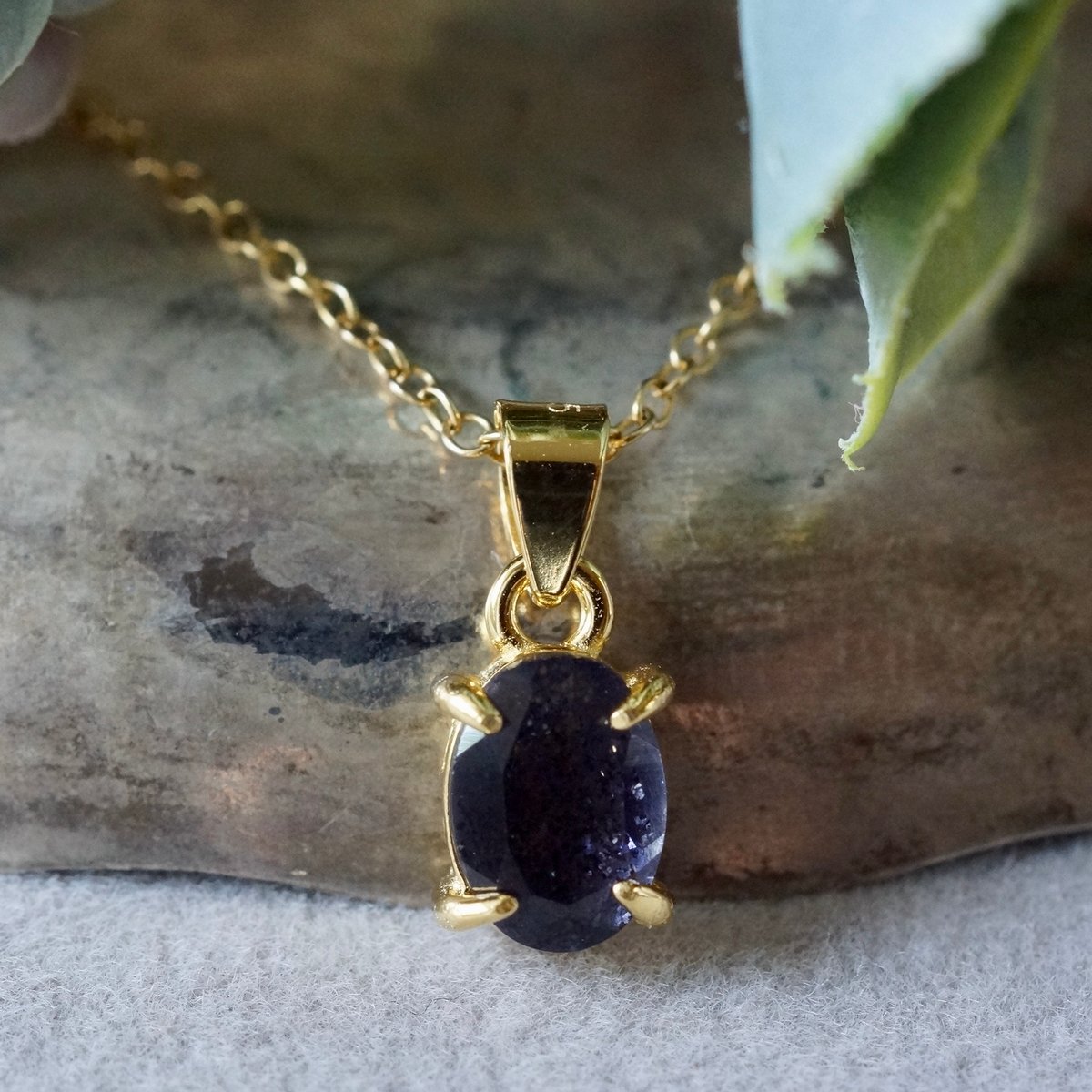 Handmade】アイオライトサンストーン ペンダントトップ 18kゴールド