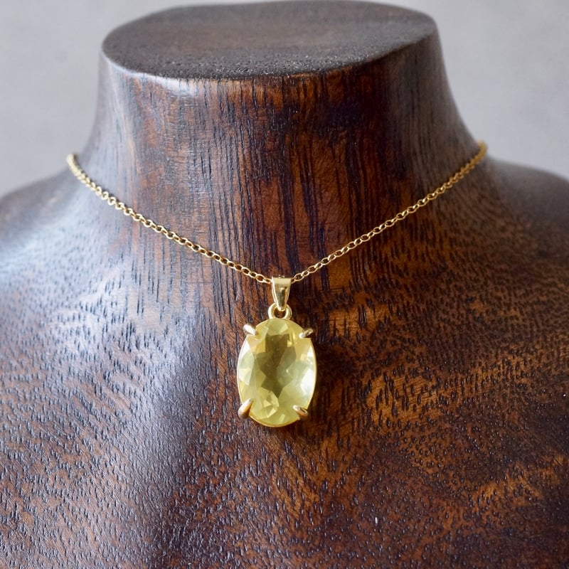 Handmade】濃いめ発色 レモンクォーツ ペンダントトップ 18kゴールド