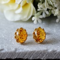 Handmade】オパール クラウンモチーフ スタッドピアス 18k