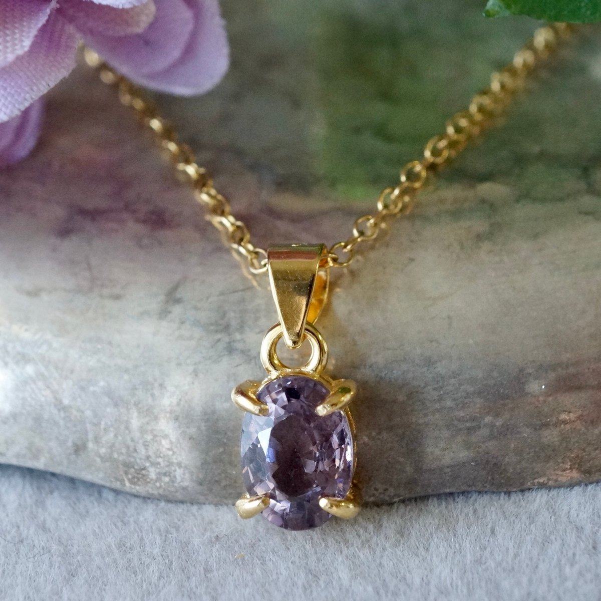 Handmade】ラベンダースピネル ペンダントトップ 18kゴールドプレー