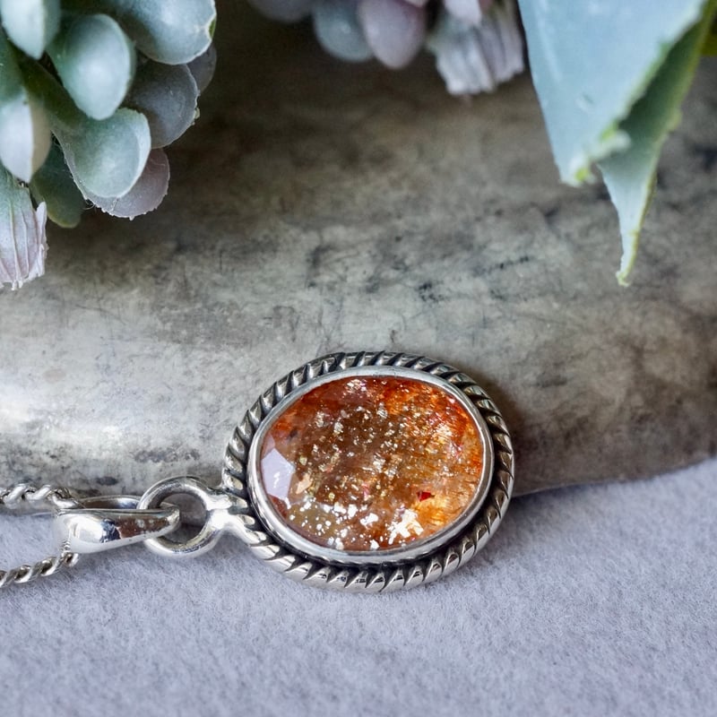 オレンジ サンストーン ペンダントトップ シルバー925 （sv-908