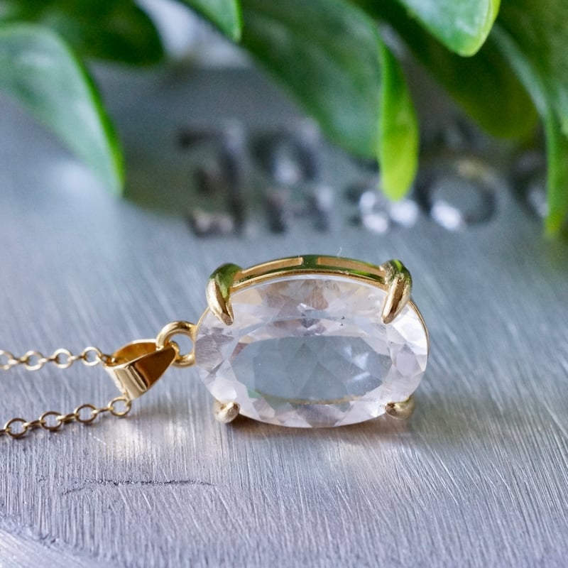 Handmade】クリスタルクォーツ（水晶） ペンダントトップ 18kゴールド