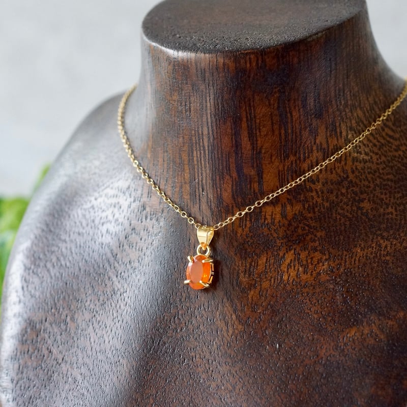 Handmade】オレンジ ファイアオパール（遊色効果あり）ペンダント