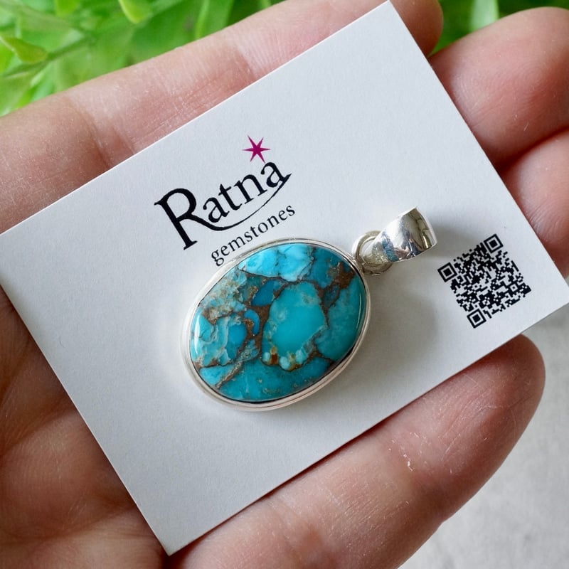 コッパーターコイズ オーバルシェイプ ペンダントトップ シルバー925