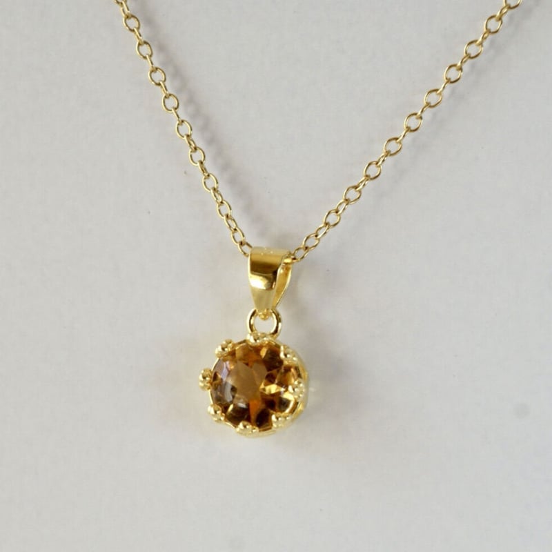 Handmade】イエロー シトリン バフトップカット クラウンモチーフ