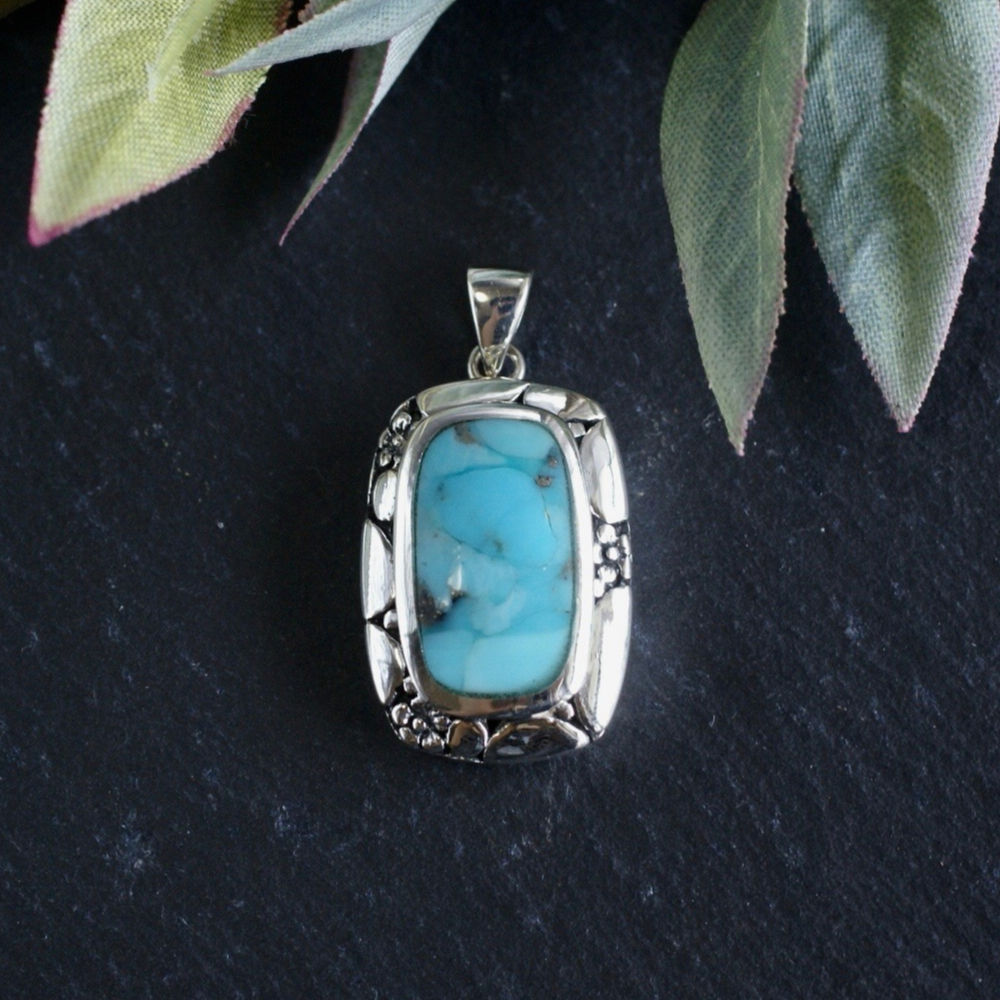 【RB作】INDIAN JEWELRY シルバー×ターコイズ ペンダントトップ ターコイズ ペンダントトップ シルバー925 （sv-232） | Ratna gemstones